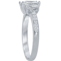 Classic Women's Three-Stone Square White CZ Ring - W-1958 ,