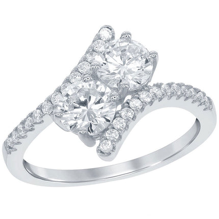 Classic Women's Us2gether CZ Overlapping Ring - W-1669 ,
