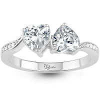 Classic Women's Us2gether Two-Stone Heart CZ Ring - W-1664 ,