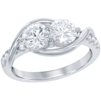 Classic Women's Us2gether Two-Stone White CZ Ring - W-1670 ,