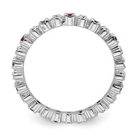 Sterling Silver Stackable Expressions Cr. Ruby & Diamond Ring | QSK538 ,