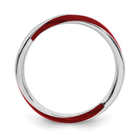 Sterling Silver Stackable Expressions Twisted Red Enameled Ring | QSK560 ,