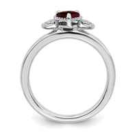 Sterling Silver Stackable Expressions Garnet & Diamond Hearts Ring | QSK1868 ,