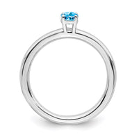 Sterling Silver Stackable Expressions Rhodium Blue Topaz Ring | QSK1910 ,