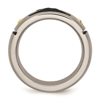 Titanium Grooved Black & Yellow IP-plated 8mm Brushed Band | TB162 ,