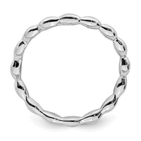 Sterling Silver Stackable Expressions Polished Rhodium-plate Wave Ring | QSK676 ,