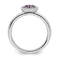 Sterling Silver Stackable Expressions Amethyst Rhodium Ring | QSK319 ,
