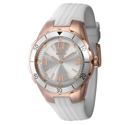 Invicta Women's Quartz Watch - Angle Silver Dial White Silicone Rubber Strap | 40311 ,