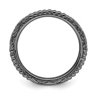 Sterling Silver Stackable Expressions Ruthenium-plated Patterned Ring | QSK1560 ,