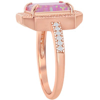 Opalata Women's Rose Gold Pink Opal Hexagon Ring - W-2080 ,