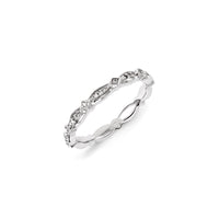 Sterling Silver Rhodium Plated Diamond Stackable Ring | QSK1070 ,