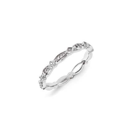 Sterling Silver Rhodium Plated Diamond Stackable Ring | QSK1070 ,