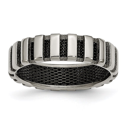 Titanium & Black IP-plated Wire 6mm Polished Band | TB303 ,