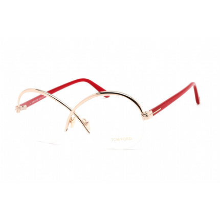 Tom Ford Women's Eyeglasses - Shiny Rose Gold Metal Oval Half Rim Frame | FT5761 028 ,