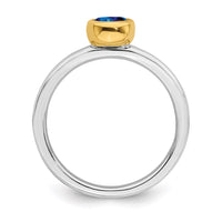 Sterling Silver Stackable Expressions w/Gold-plated Cr. Sapphire Ring | QSK1883 ,