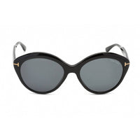 Tom Ford Women's Sunglasses - Shiny Black Plastic Oval Frame Smoke Lens | FT0763 01A ,
