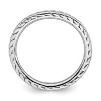 Sterling Silver Stackable Expressions Polished Rhodium-plated Wave Ring | QSK672 ,