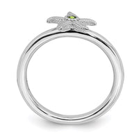 Sterling Silver Stackable Expressions Peridot Starfish Ring | QSK1862 ,