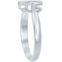 Classic Women's Silver Micro Pave CZ Heart Ring - W-9621 ,