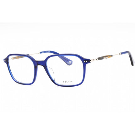 Police Men's Eyeglasses - Shiny Blue Plastic Square Frame Clear Lens | VPLE98 0T31 ,