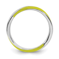 Sterling Silver Stackable Expressions Twisted Yellow Enameled Ring | QSK561 ,