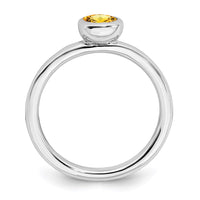 Sterling Silver Stackable Expressions Low 5mm Round Citrine Ring | QSK518 ,