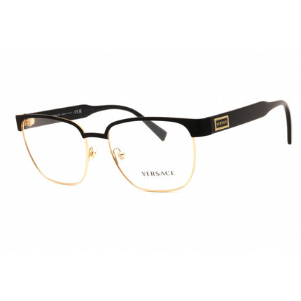 Versace Men's Eyeglasses - Matte Black/Gold Metal Square Full Rim Frame | VE1264 1436 ,