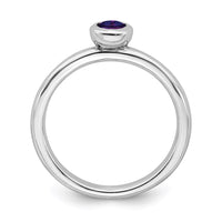 Sterling Silver Stackable Expressions Low 4mm Round Amethyst Ring | QSK497 ,