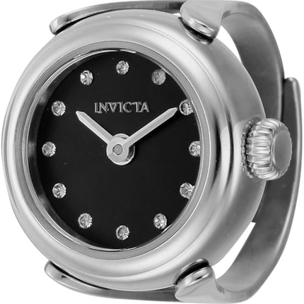 Invicta Women's Quartz Watch Ring - Mini Angel Black Dial Stainless Steel Case | 44481 ,