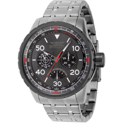 Invicta Men's Watch - Aviator Multifunction Gunmetal Dial Steel Bracelet | 46982 ,