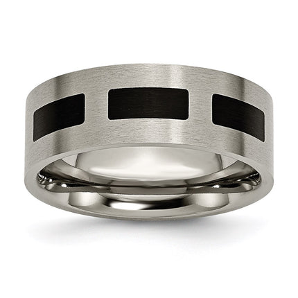 Titanium Black Rubber Flat 8mm Brushed Band | TB185 ,
