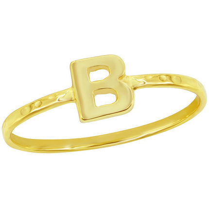 Classic Unisex Gold Tone B Initial Hammered Ring - W-2819 ,