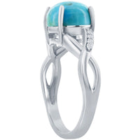 Classic Women's Turquoise and CZ Open Shank Ring - W-2737 ,