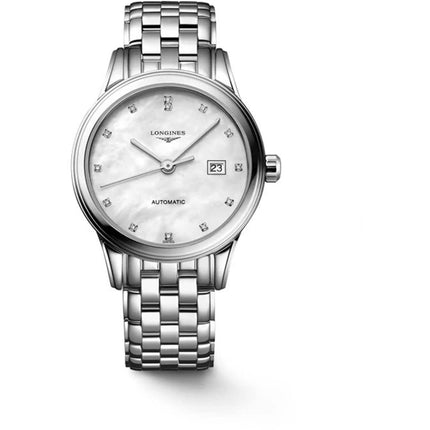 Longines Women's Watch - Flagship Automatic MOP Dial Silver Tone Bracelet | L43744876 ,