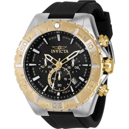 Invicta Men's Watch - Aviator Quartz Chronograph Black Dial Silicone Strap | 37629 ,
