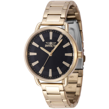 Invicta Women's Watch - Wildflower Quartz Black Dial Yellow Gold Bracelet | 47322 ,