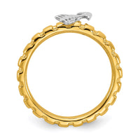 Sterling Silver Stackable Expressions Gold & Rhod-plate Arrow Ring | QSK2050 ,