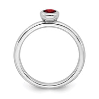 Sterling Silver Stackable Expressions Low 4mm Round Garnet Ring | QSK496 ,