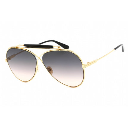Tom Ford Unisex Sunglasses - Shiny Deep Gold Metal Pilot Shape Frame | FT0818 30B ,