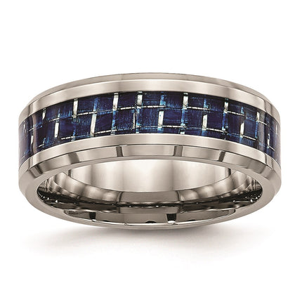 Titanium Polished w/ Blue Carbon Fiber Inlay Band | TB479 ,