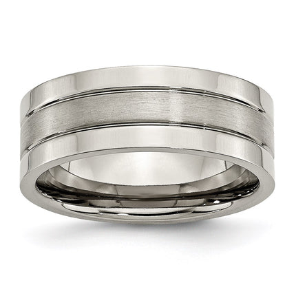 Titanium Grooved 8mm Brushed and Polished Band | TB189 ,