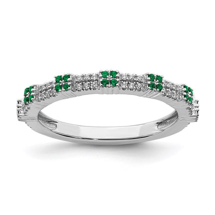 Sterling Silver Stackable Expressions Created Emerald & Diamond Ring | QSK2152 ,