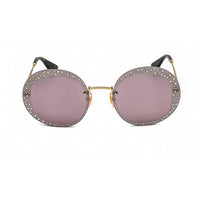Gucci Women's Sunglasses - Gold Round Metal Rimless Frame Violet Lens | GG0899S 001 ,