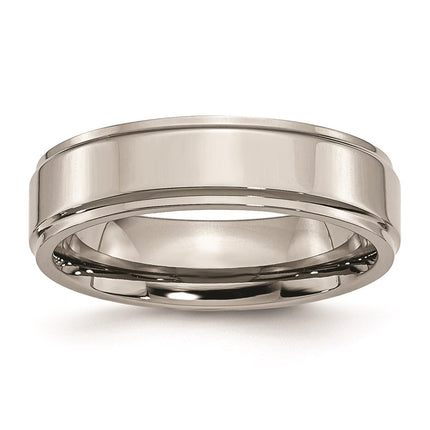 Titanium Ridged Edge 6mm Polished Band | TB34 ,
