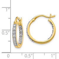 14k Diamond In/Out Hoop Earrings ,