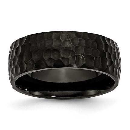 Titanium Black IP-Plated Hammered 8mm Band | TB385 ,