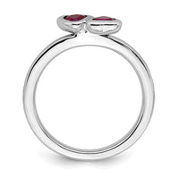 Sterling Silver Stackable Expressions Rhodolite Garnet Double Heart Ring | QSK403 ,
