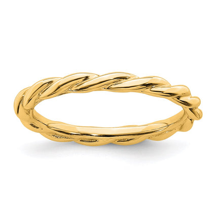 Sterling Silver Stackable Expressions Yellow-plated Twist Ring | QSK2006 ,