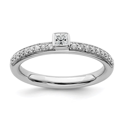 Sterling Silver Stackable Expressions White Topaz & Diamond Ring | QSK2139 ,