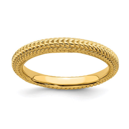 Sterling Silver Stackable Expressions Gold-plated Domed Ring | QSK883 ,